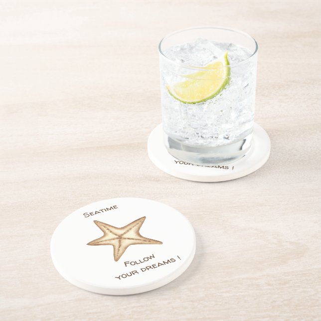 Folgen Sie Ihren Träumen Aquarell Seatime Starfish Getränkeuntersetzer (Seite)