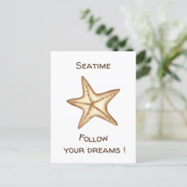 Folgen Sie Ihren Träumen Aquarell Seatime Starfish Postkarte