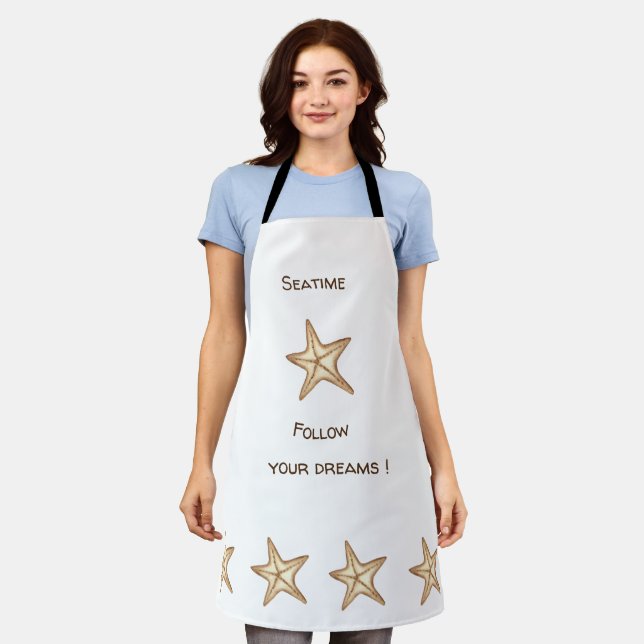Folgen Sie Ihren Träumen Aquarell Seatime Starfish Schürze (Getragen)