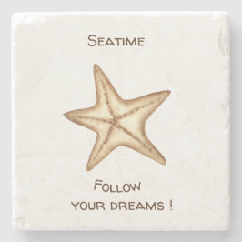 Folgen Sie Ihren Träumen Aquarell Seatime Starfish Steinuntersetzer