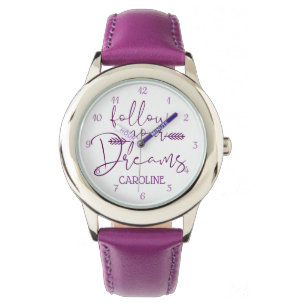 Folgen Sie Ihren Träumen Inspiration Zitat Kinder  Armbanduhr