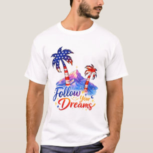 Folgen Sie Ihren Träumen Patriotischer Palmbaum Gr T-Shirt