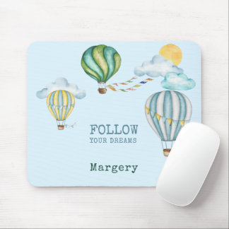 Folgen Sie Ihren Träumen Wasserfarbe Heißluftballo Mousepad