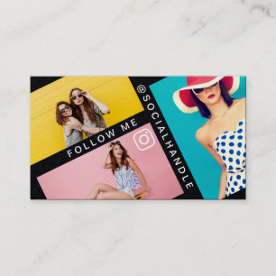 Folgen Sie Me Trendy Social Media Foto Layout Schw Visitenkarte