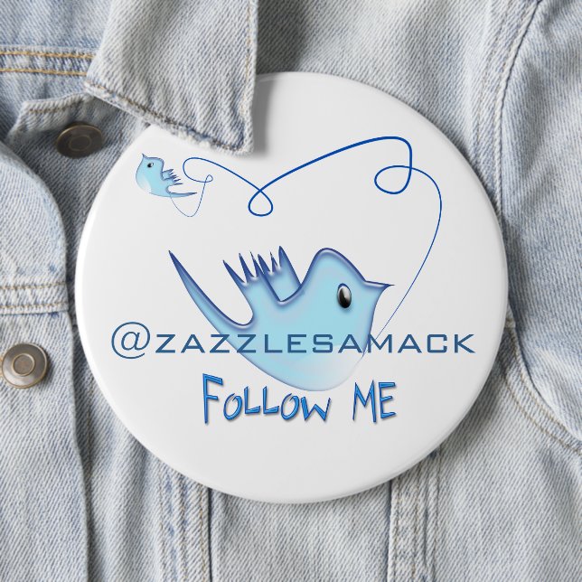 Folgen Sie ME Twitter Geschenke und Wirbel T - Shi Button (Beispiel)