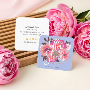 Folgen Sie meinen Instagram Stories floral Social Quadratische Visitenkarte