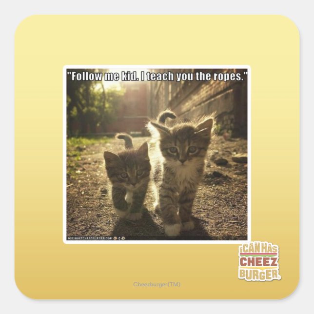 Folgen Sie mir Kid Quadratischer Aufkleber (Vorderseite)