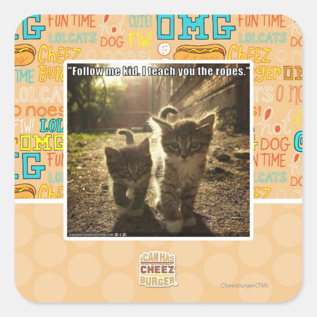 Folgen Sie mir Kid Quadratischer Aufkleber (Vorderseite)