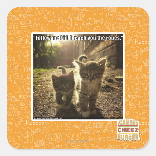 Folgen Sie mir Kid Quadratischer Aufkleber (Vorderseite)