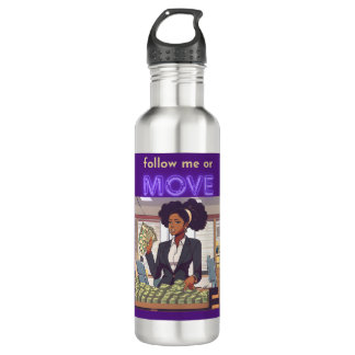 Folgen Sie mir oder bewegen Edelstahlflasche