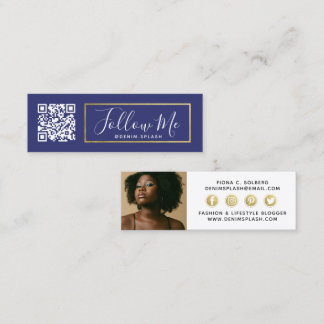 Folgen Sie mir Social Media Influencer Navy Blue & Mini Visitenkarte