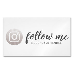 Folgen Sie mir Social Media Instagram Silver Gray Magnetische Visitenkarte
