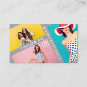 Folgen Sie mir trendy Social Media Foto Layout Gra Visitenkarte