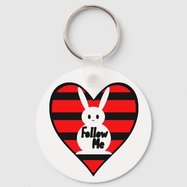 Folgen Sie mir White Rabbit Schlüsselanhänger (Vorderseite)
