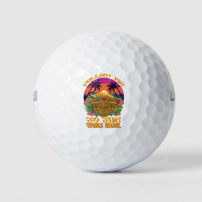 Folgen Sie mir zum Tiki Bar Hawaiian Luau Party Golfball (Vorderseite)
