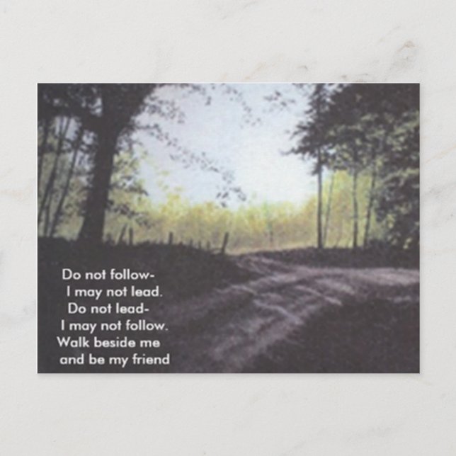 FOLGEN SIE NICHT, DASS ICH NICHT FÜHREN KANN POSTKARTE (Vorderseite)