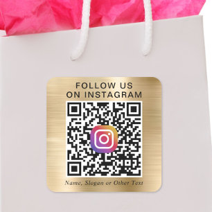 Folgen Sie uns auf Instagram QR Code Gold Werbeart Quadratischer Aufkleber