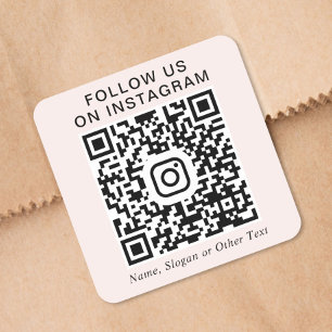 Folgen Sie uns auf Instagram QR Code Pink Werbeart Quadratischer Aufkleber