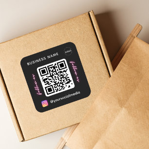 Folgen Sie uns auf Instagram QR Code Social Media Quadratischer Aufkleber