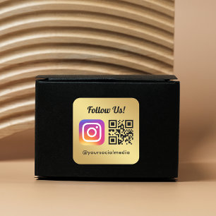 Folgen Sie uns auf Instagram Social Media QR Code  Quadratischer Aufkleber