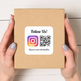 Folgen Sie uns auf Instagram Social Media QR Code  Quadratischer Aufkleber