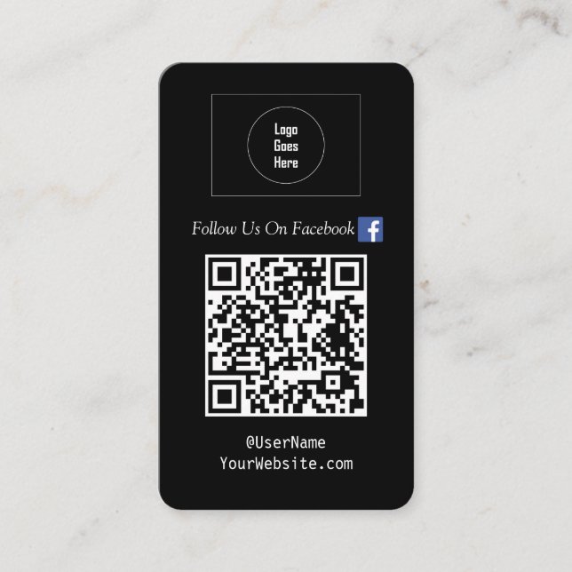 Folgen Sie uns auf Social Media QR Code Black Visitenkarte (Vorderseite)