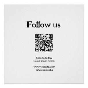 Folgen Sie uns auf Social Media, scannen Sie den Q Poster