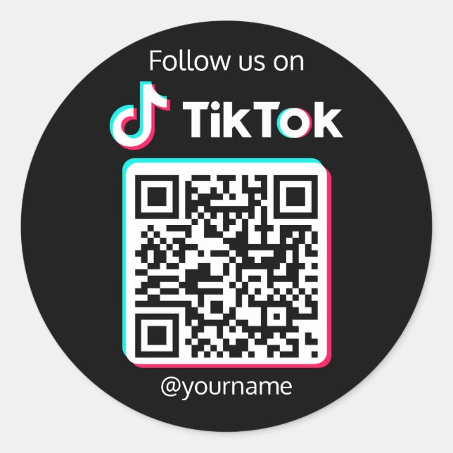 Folgen Sie uns auf TikTok Social Media QR Code Runder Aufkleber (Vorderseite)