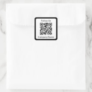Folgen Sie uns dem QR-Code für schwarze und weiße Quadratischer Aufkleber