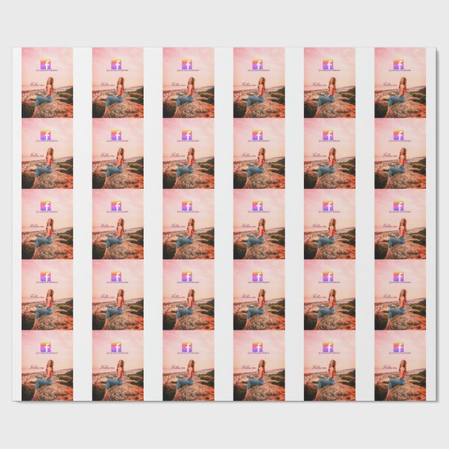 Folgen Sie uns Facebook Benutzername Social Media  Geschenkpapier (Flach)