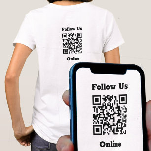 Folgen Sie uns Online-Nachricht mit QR-Code-T-Shir T-Shirt