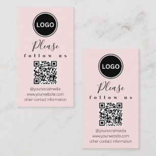 Folgen Sie uns QR Code Modernes Rosa Visitenkarte