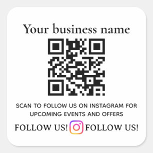 Folgen Sie uns QR-Code-Schild Instagram Folgen Quadratischer Aufkleber
