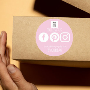 Folgen Sie uns Social Media Kleinunternehmen Logo Runder Aufkleber