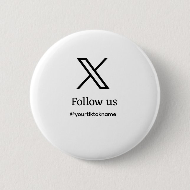 Folgen Sie uns Twitter X Benutzername Social Media Button (Vorderseite)