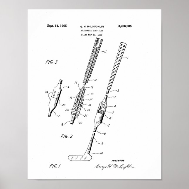 FOLGENDES GOLF CLUB PATENT - Poster (Vorne)