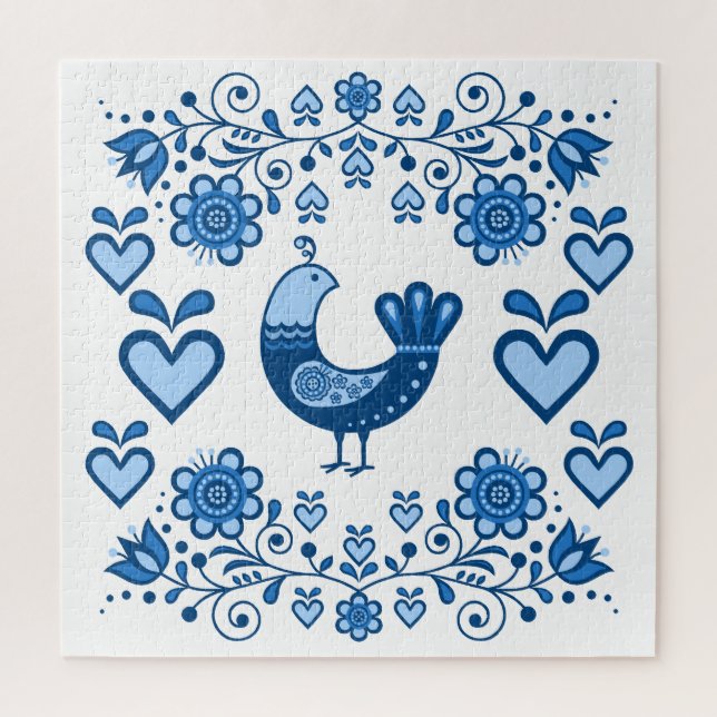 Folgevogel/Partridge/Blume/Herz/Blau Puzzle (Vertikal)