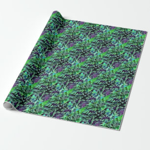 Foliage Abstrakte Pop Kunst in Jade Green und Lila Geschenkpapier