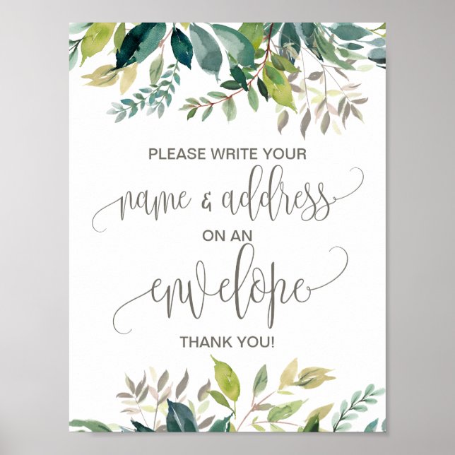 Foliage Address a Envelope Sign Poster (Vorne)