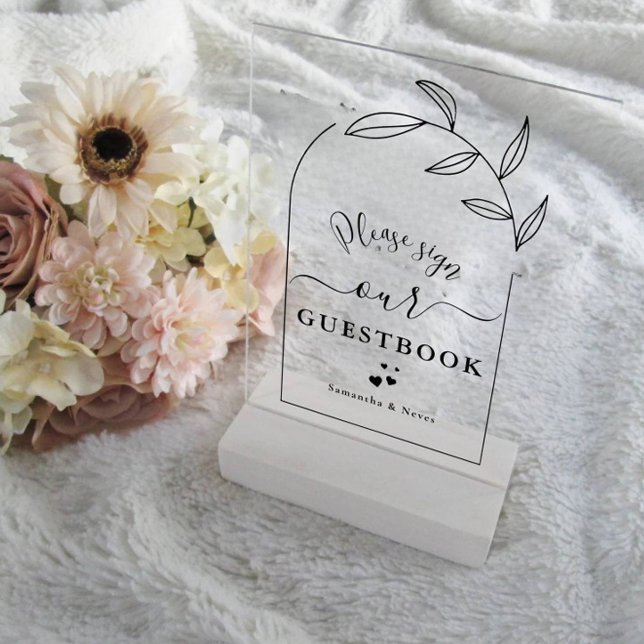 Foliage Arch Calligraphy Custom Wedding Guestbook Acrylschild (Von Creator hochgeladen)
