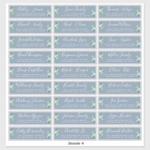 Foliage Blue Wedding Guest Address Labels