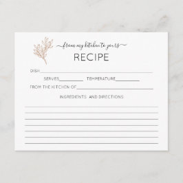 Foliage Calligrafy Brautparty Rezept Card Begleitkarte