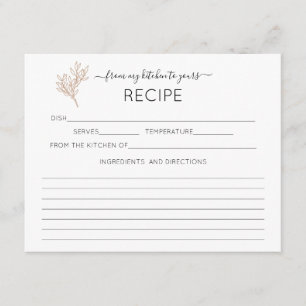 Foliage Calligrafy Brautparty Rezept Card Begleitkarte