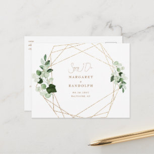 Foliage Contemporary Couple Foto Save the Date Ankündigungspostkarte