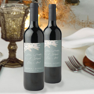 Foliage Duet Sage Grüner Botanischer Hochzeitstoas Weinetikett