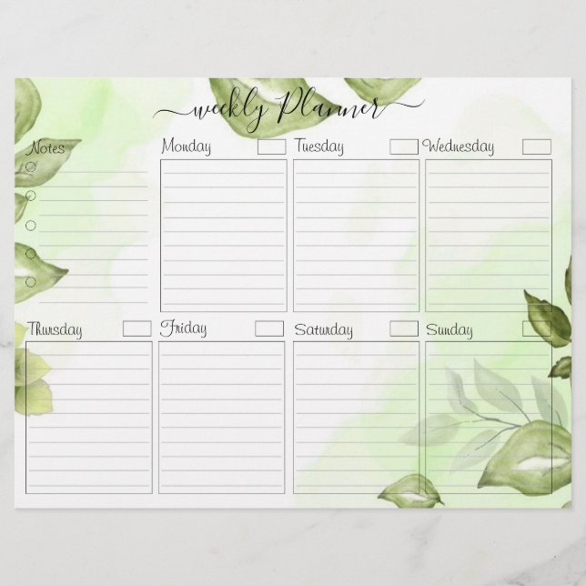 Foliage Eleganter Weekekly-Planer zum Flyer einer  (Vorne)