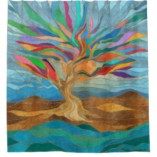 Foliage Fantasy Mosaik Tree Duschvorhang