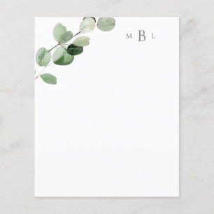Foliage Gray Monogram Modern Stationspapier