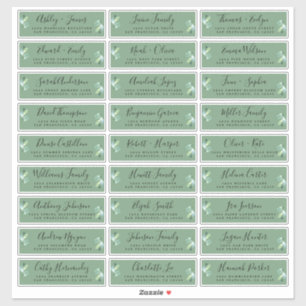 Foliage Green Wedding Guest Address Labels