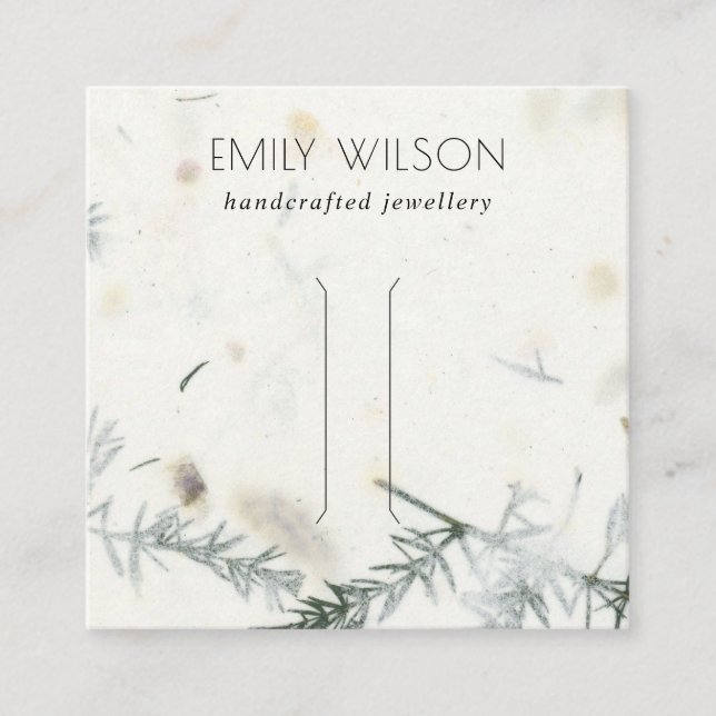 Foliage Handgemachte Papiertextur Haarschnitt Disp Quadratische Visitenkarte (Vorderseite)